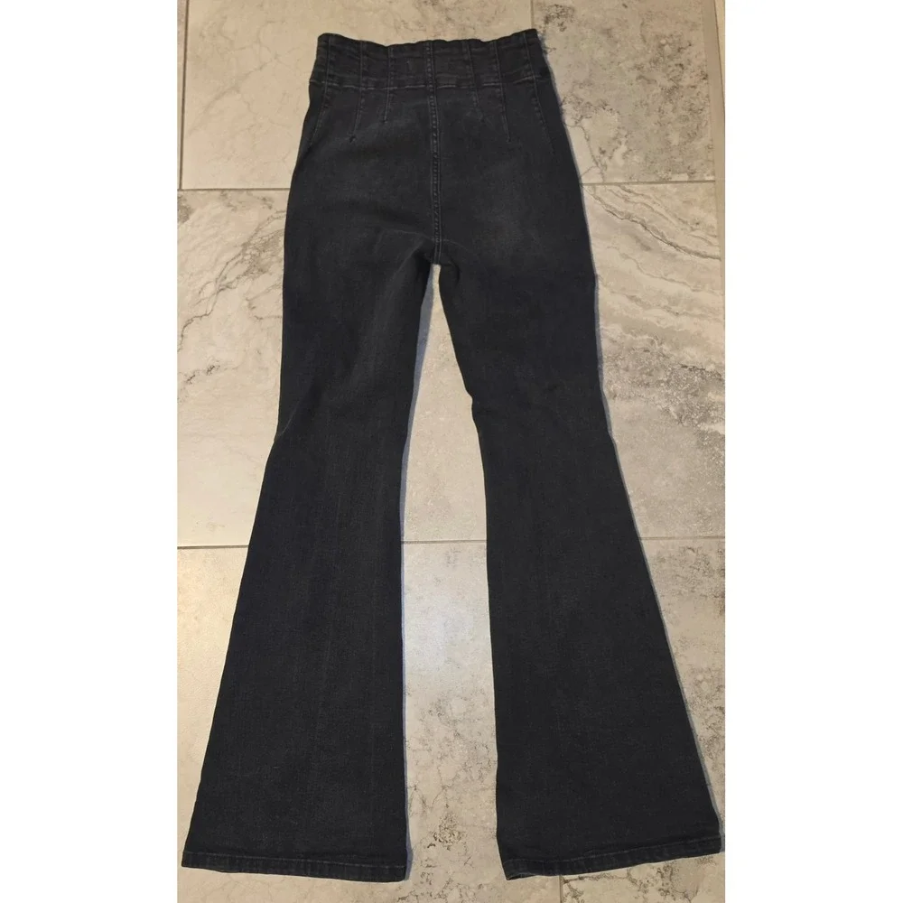 Free People We The Free 'Jayde' Flare Jeans Faded Black High Rise Sz 29